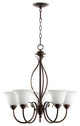 Spencer Transitional Chandelier, Oiled Bronze With Satin Opal