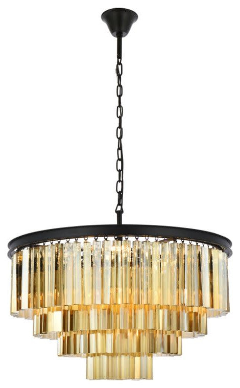 Elegant Lighting 1201D32-GT/RC Sydney 17 Light 32"W Crystal - Matte Black