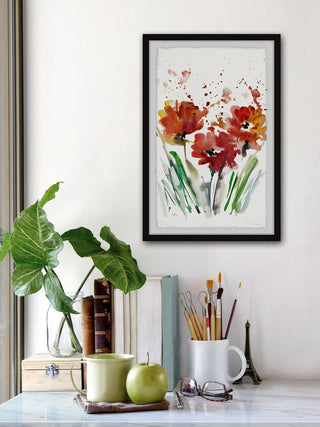 "Flowers Smudge" Framed Painting Print, 8"x12"