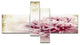 Pink Peony in Vintage Style, Floral Art Canvas Print, 60"x32", 4 panels