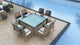 District 9 Piece Arm Square Dining Set, Canvas Natural