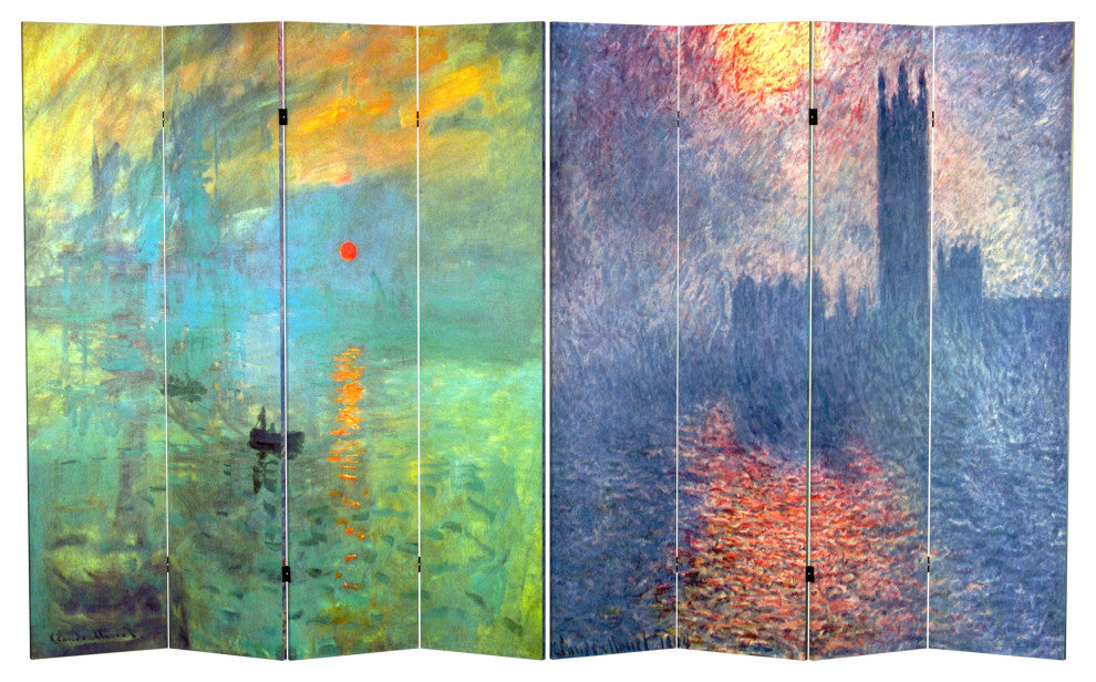 6' Tall Double Sided Works of Monet Canvas Room Divider