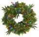 24ï¿½ Mixed Pine Christmas Wreath / 50 Multicolored LED Lights Berries and Pine