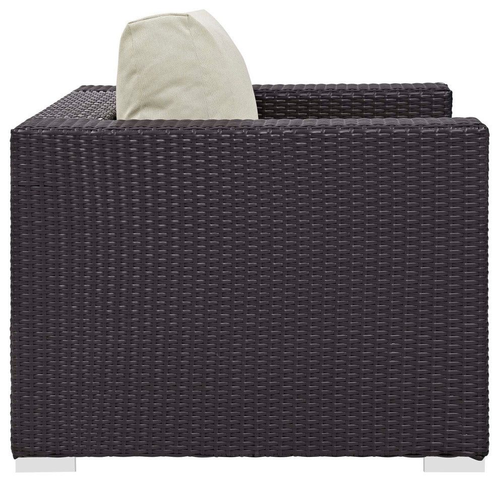 Convene 5 Piece Set Outdoor Patio with Fire Pit Espresso Beige