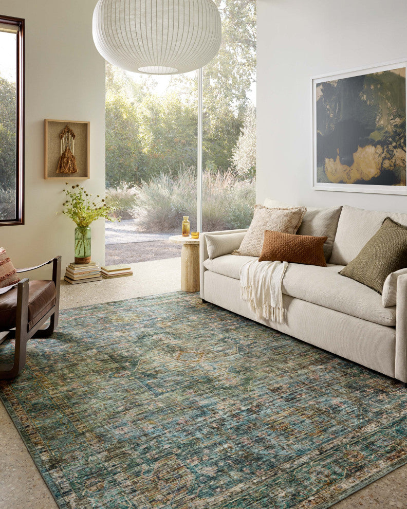 Loloi Washable Anniston Lagoon/Multi Rug, 6'x6' Round