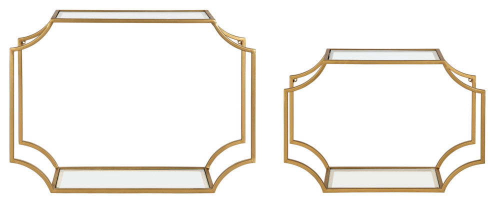 Ciel Modern Glam Metal Wall Shelf Set, Gold 2 Piece