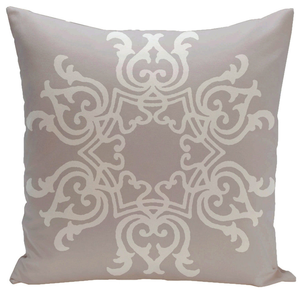 Floral Motif Decorative Pillow, Rain Cloud, 16"x16"