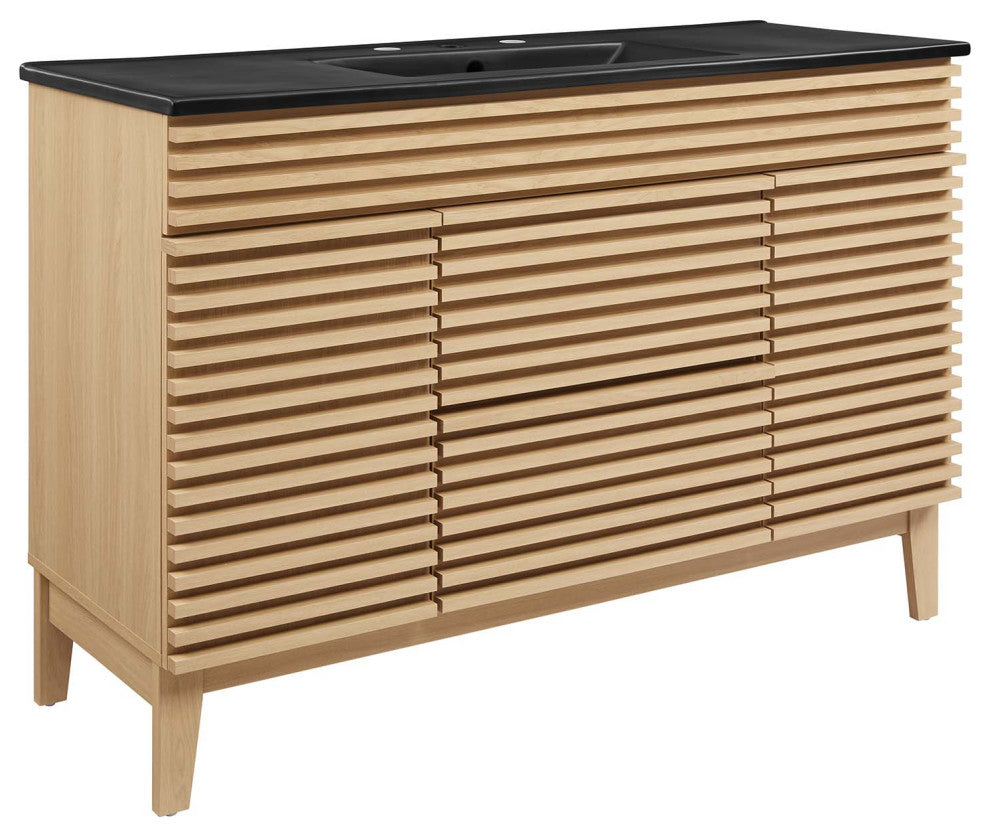 Render 48" Single Sink Bathroom Vanity, Oak Black
