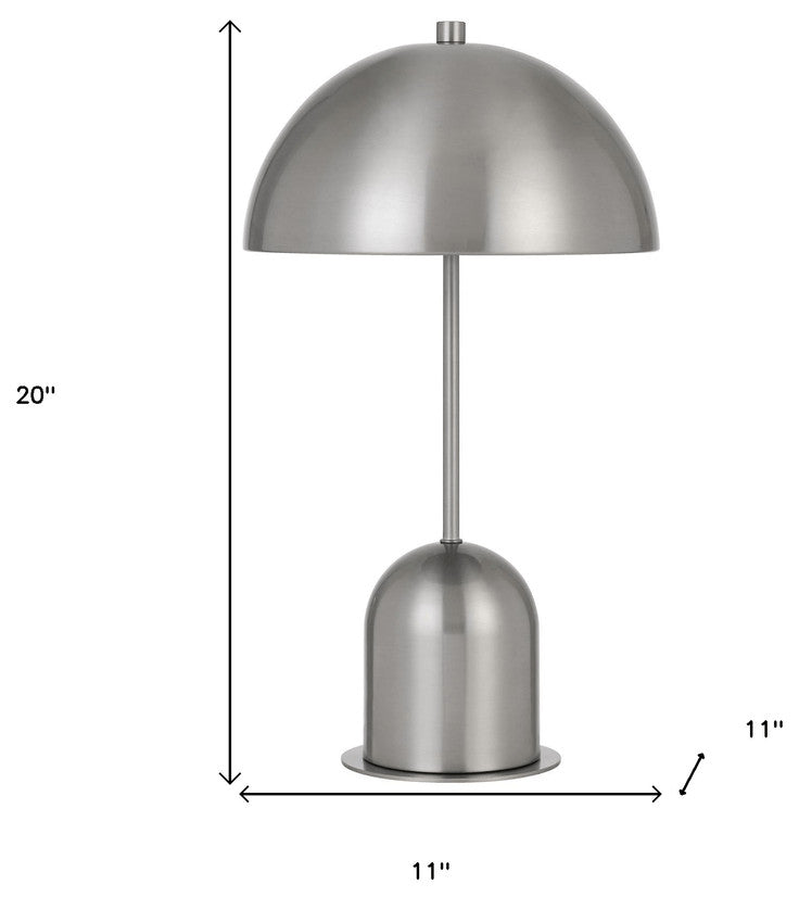 20" Nickel Metal Desk Table Lamp With Nickel Dome Shade