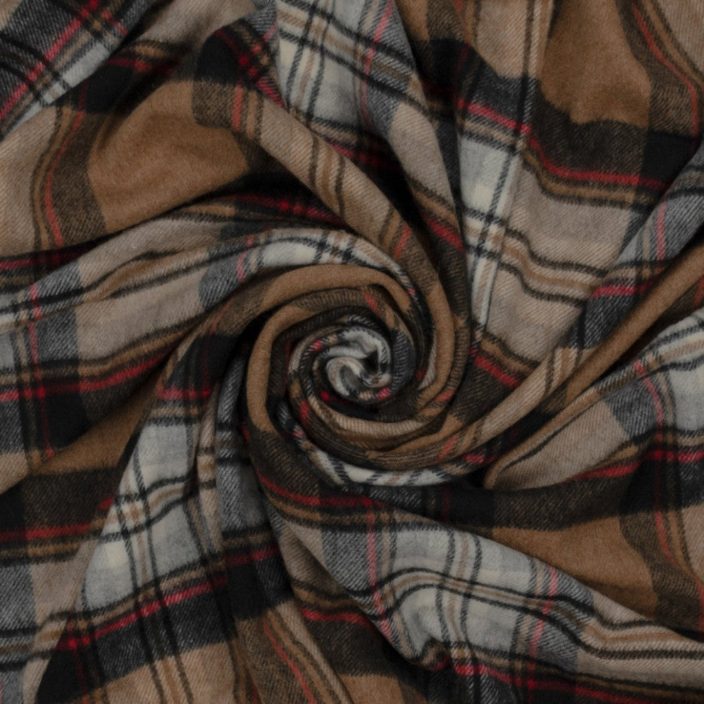 Prince of Scots Highland Tartan Tweed Merino Wool Throw, Camel Stewart