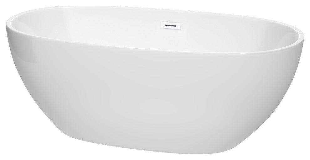 Juno Freestanding Bathtub, Shiny White Trim, 63", No Faucet