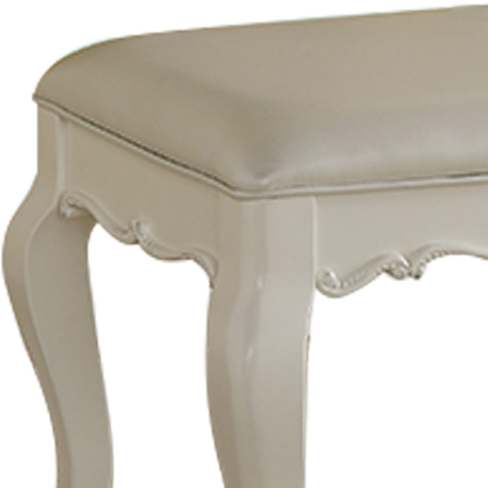 Edalene Vanity Stool, Pearl White