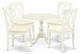 5 Pc Dinning Set, 1 Drop Leaves Dining Table, 4 Linen White Dining Chairs