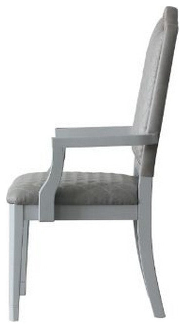 Benzara BM250685 Arm Chair With Padded Seat and Arched Top, Set of 2, Beige