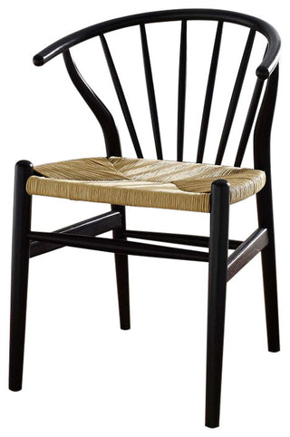 Flourish Spindle Wood Dining Side Chair, Black