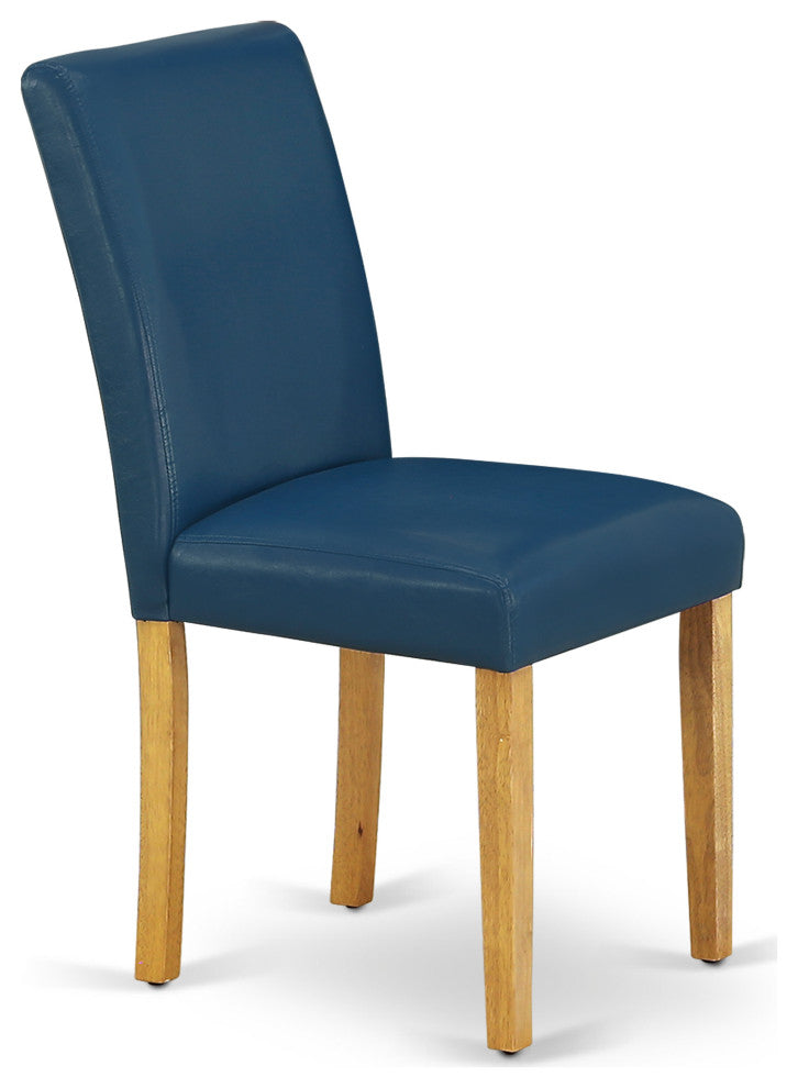5 Pc Dining Set, Oak Table, 4 Oasis Blue Pu Leather Chairs, Oak Finish