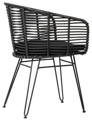 Outdoor Black Rattan Dining Chair