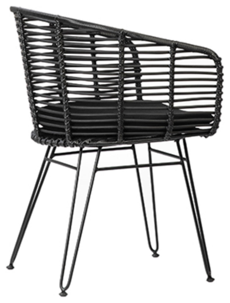 Outdoor Black Rattan Dining Chair