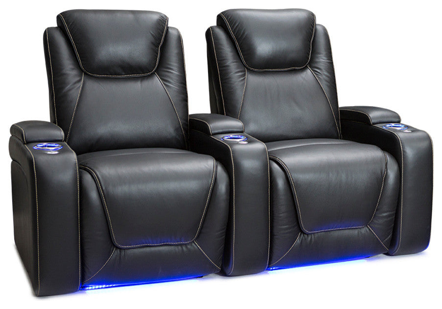 Seatcraft Equinox Leather Home Theater Seating Power Recline Headrest Lumbar, Bl