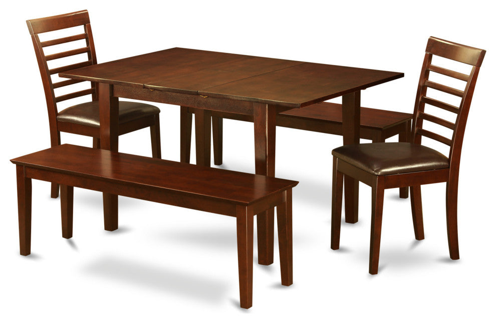 5 Pc Dining Room Set With Bench -Table With 2 Dining Table Chairs And 2 Benches