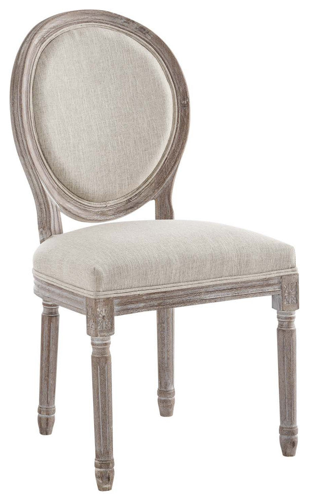 Beige Emanate Vintage French Upholstered Fabric Dining Side Chair
