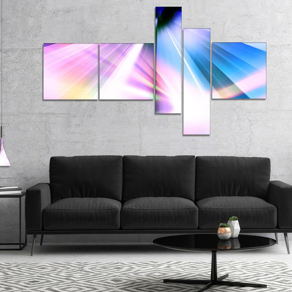 Rays of Speed Blue, Abstract Canvas art print, 60"x32", 5 panels