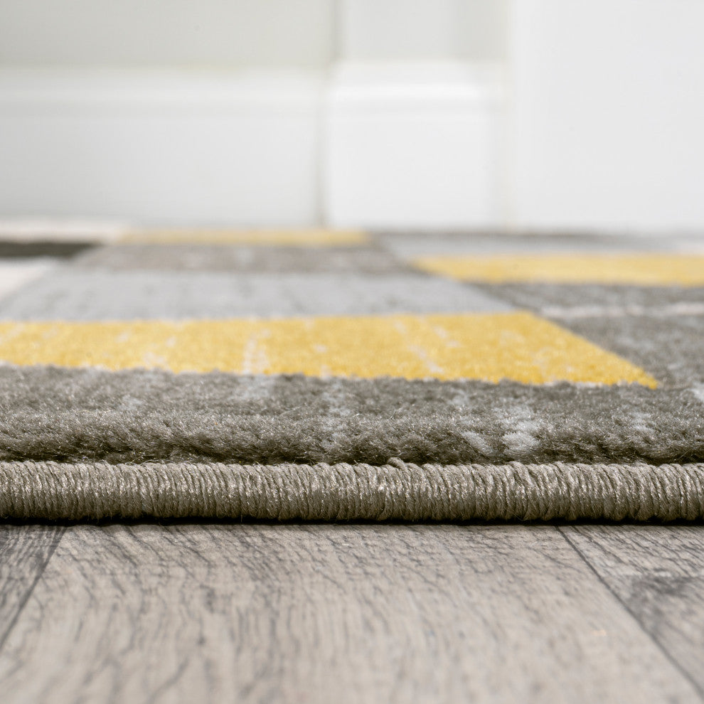Kehoe Retro Diamonds Geometric Yellow/Gray/Cream 4 ft. x 6 ft. Area Rug