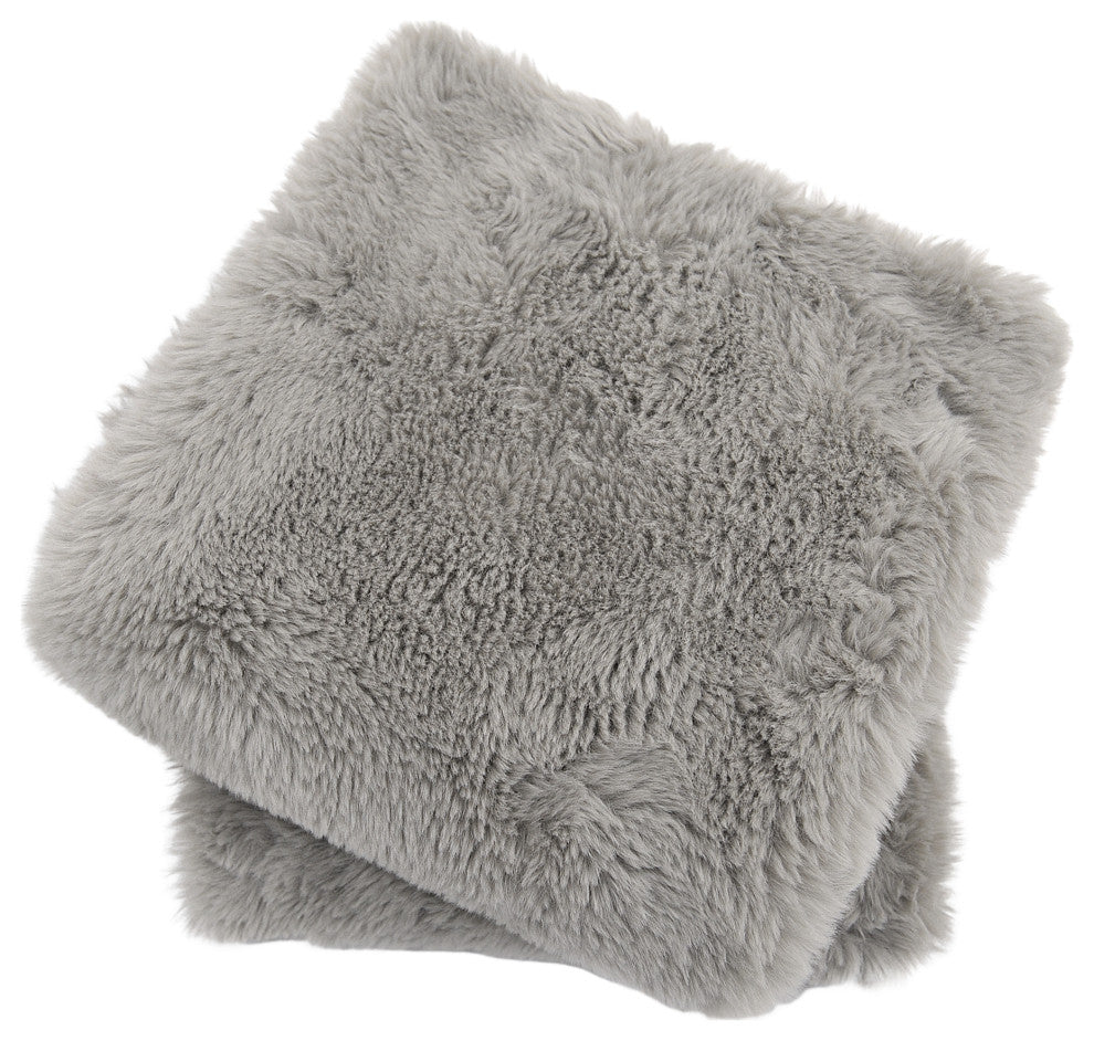 Heavy Faux Fur Throw Pillow Covers 2pcs Set, Moonlight, 20''x20''