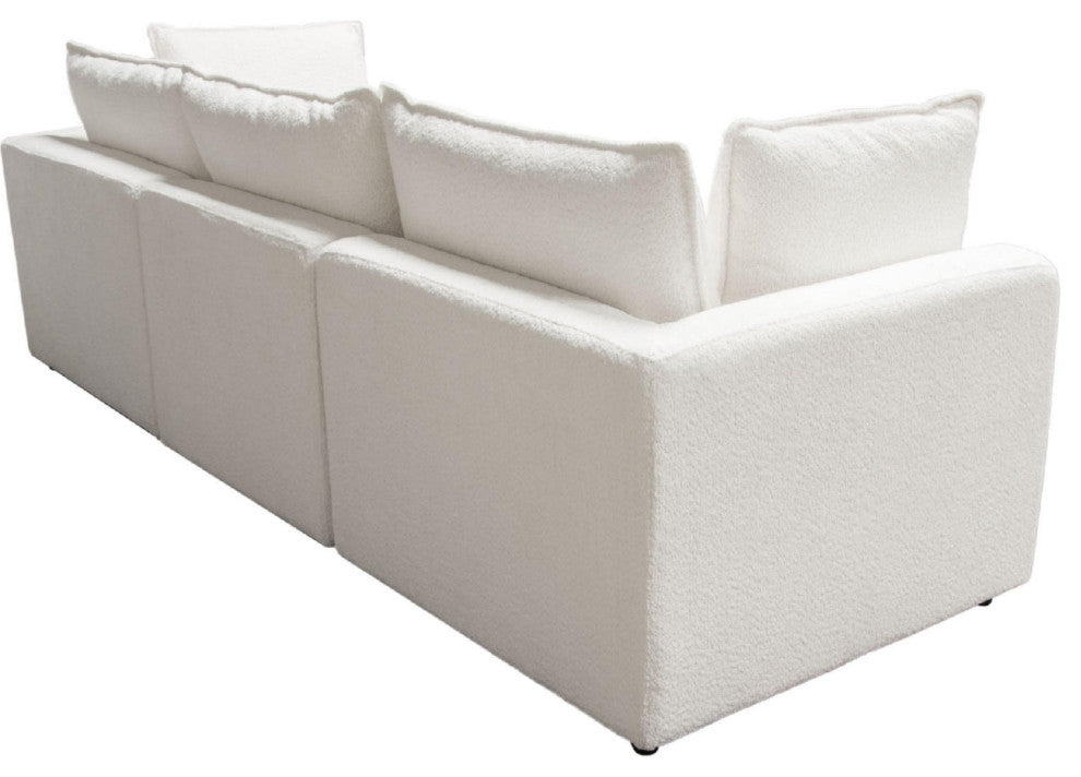 Ivy 3-Piece Modular Sofa in White Faux Shearling by Diamond Sofa