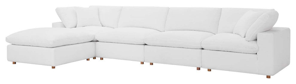 Modular Sectional Deep Sofa Set, White, Fabric, Modern, Lounge Cafe Hospitality