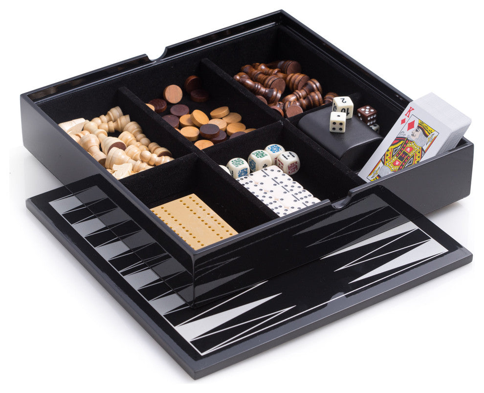 Lacquered Wood Multi Game Set