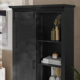 Harrison 36" Wide Rustic Bookcase with Sliding Barn Door & Adjustable Shelves, Black