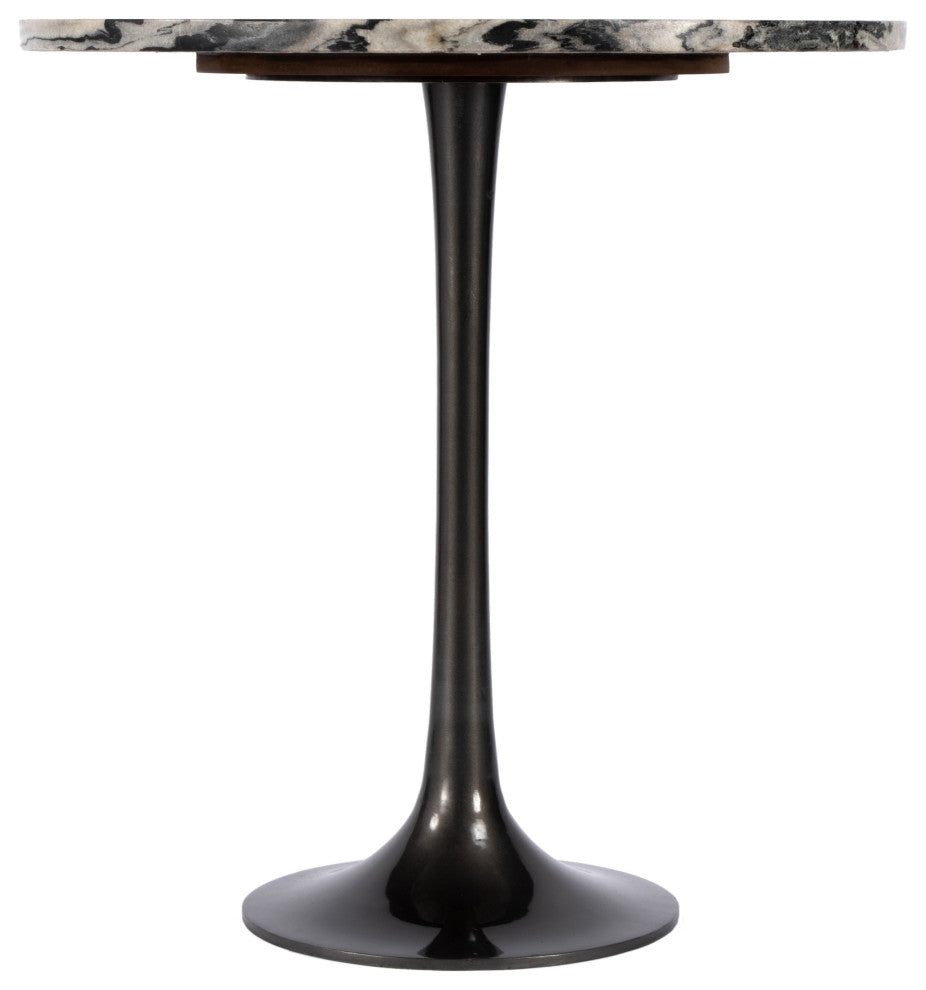 Paxton Round Genuine Marble Pedestal Accent Table
