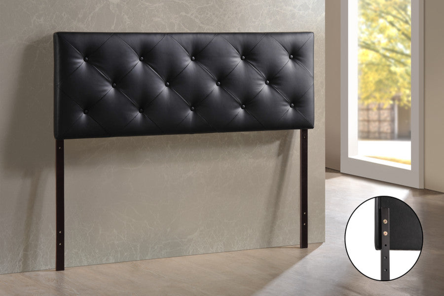Baltimore Full Black Faux Leather Upholstered Headboard