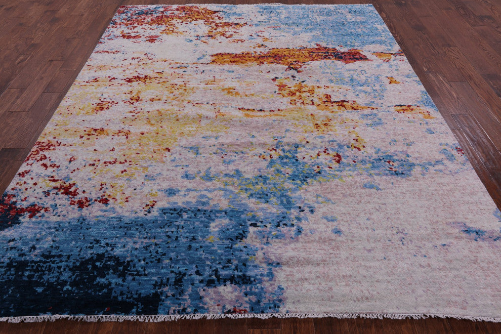 8' 0" X 9' 8" Modern Handmade Wool Rug Q9139