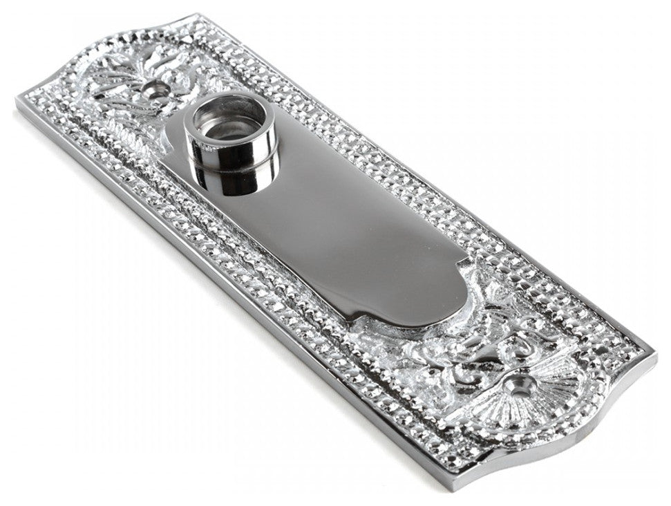 Door Back Plate Chrome Solid Brass Beaded Without Keyhole Renovators Supply