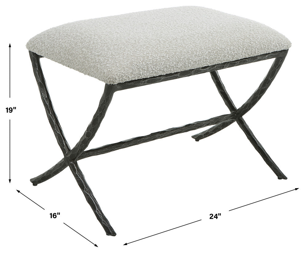 Brisby Gray Fabric Small Bench