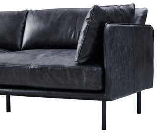 Venezia Industrial Modern Leather Sofa - Slate Leather