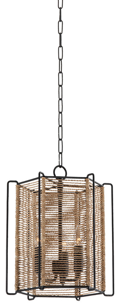 3-Light Lantern, Textured Black