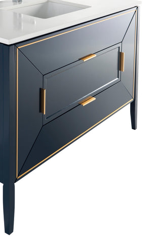 Vetro 48" Vanity With Quartz Counter Top, Gloss White , Navy Blue