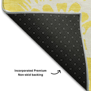 Premium Machine Washable Mayfield AMF551 Yellow 3' x 5' Rug