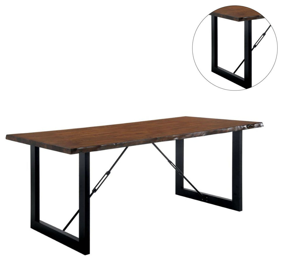Metal and Wood Dining Table, Walnut And Black