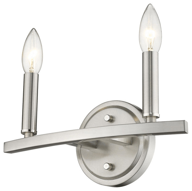 Two Light Silver Wall Sconce