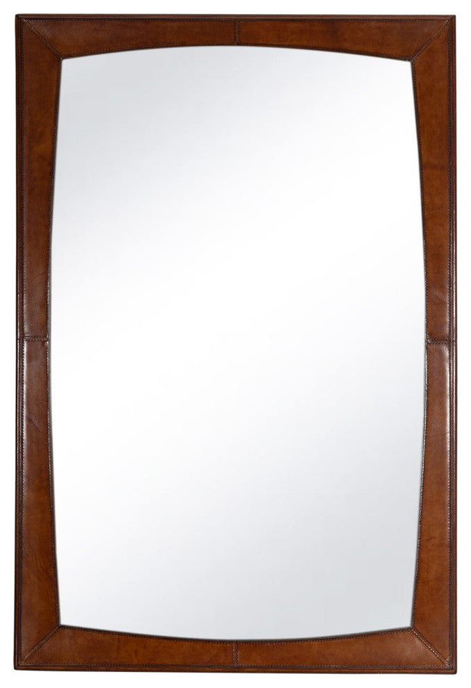Estaban Leather Mirror Small, Cognac