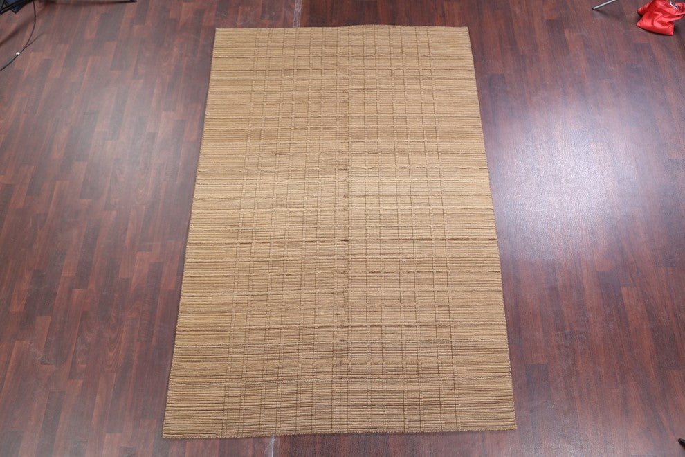 Nepal Tibetan Contemporary Modern Handmade Oriental Area Rug, Brown, 9'0"x6'0"