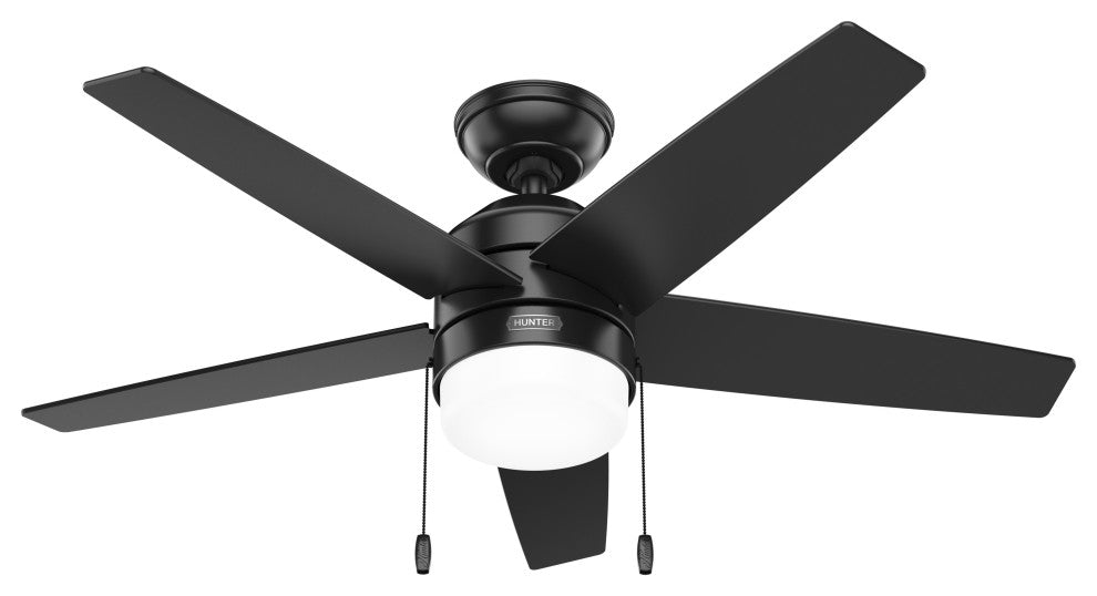 Hunter 44" Bardot Matte Black Ceiling Fan, LED Kit, Pull Chain