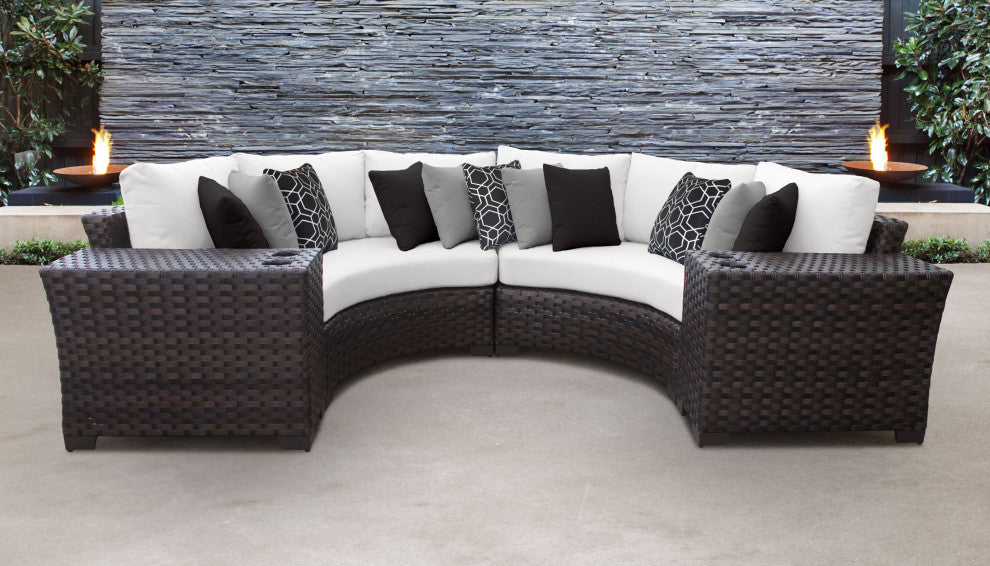 kathy ireland River Brook 4 Piece Wicker Patio Furniture Set, Alabaster