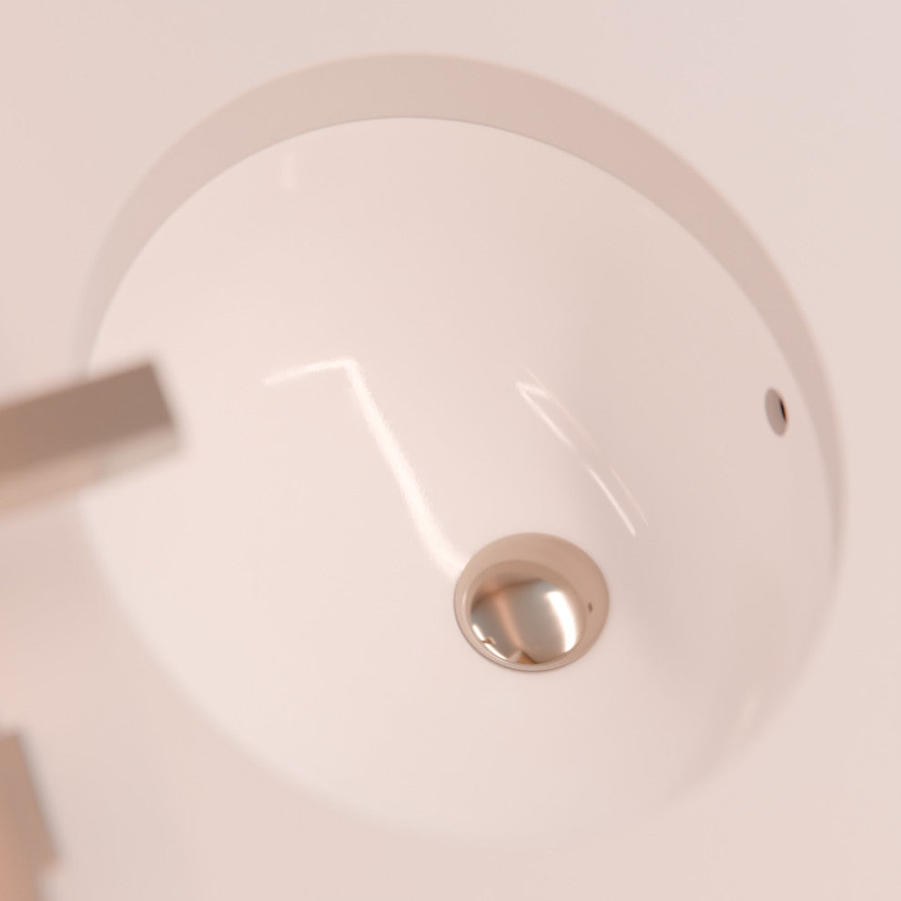 NP-U191307 Oval Undermount White Porcelain Sink with Overflow Drain Options, Chrome
