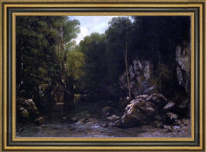Gustave Courbet Solitude The Covered Stream Framed Premium Canvas Print, 18"x27"
