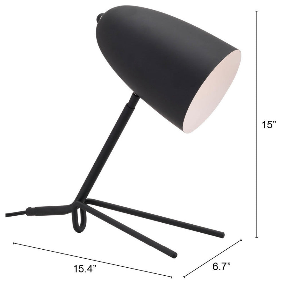 Table Lamp, Steel Metal, Black, Kitchen Lounge Cafe Bistro Lobby Hospitality